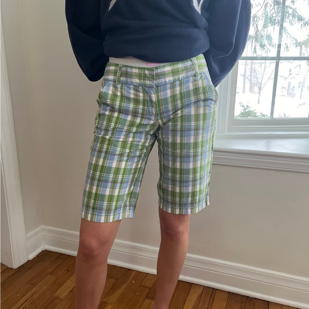 J. Crew Green and Blue Plaid Shorts